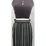 Who What Wear Polka Dot Pleated Midi Skirt Black Cream Size 2 Photo 2