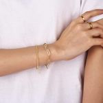 Dainty Gold Bracelets for Women Girls 14K Real Gold Link Chain Bracelets for Women Trendy Hypoallergenic Gold Jewelry Set Photo 4