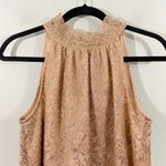 J.Crew  Women's Beige Metallic Lace Tie Neck Sleeveless Blouse Size S #AG852 Photo 1