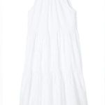 LAKE Poplin Ruffle Neck Dress in White Sleeveless Tiered Cotton Dress Sz M Size M Photo 1