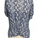 Generation Love Snakeskin Print Linen Short Sleeve T-Shirt Tee Top Blue Small Photo 0