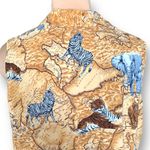 Vintage 90s North Crest Shirt Tan Sleeveless African Map Animal Print Plus 2X Photo 4
