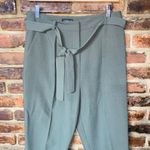 Topshop Army Green High Rise Belted Paperbag Cropped Pants Women's Size US 8 Photo 2