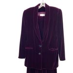 Dana Buchman  Vintage Dark Purple Velvet Silk Blend Pant Blazer Jacket Suit Set Photo 7