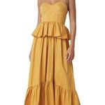 MISA Los Angeles  Rosie Bustier Peplum-Waist Poplin Maxi Dress - Size M Photo 0