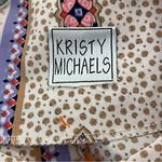 Vtg 80s 90s Kristy Michaels Printed Skirt Suit Cream Combo 12 Tan Photo 2