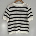 Laundry by Shelli Segal  Open Knit Sweater Country Club Stripe Sporty Preppy Photo 5
