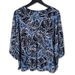 Tahari Blouse Womens Medium Black 3/4 Sleeve Abstract Print Semi-Formal Casual Photo 1