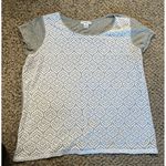 Liz Claiborne Women's Gray/White Lace Front short sleeve shirt size large Photo 4