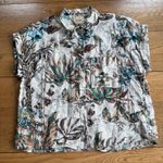 Elie Tahari Tropical Linen Button Down SZ XS Boho Crop Boxy Tropical Vacation Photo 0