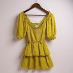 Cleobella  Luna Mini Dress XS Organic Cotton Puff Sleeve Tiered‎ Boho Cottagecore Photo 2