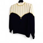 St. John Evening 90’s Black & Cream w/Gold Bead Striped Mock Pullover Sweater Sz 10 Photo 1