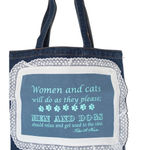 Funny Blue Denim with Lace Unlined Open Top Tote for Pet Lovers Photo 0