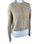 Free People Bell Song Pullover Cable Knit Sandcastle Long Sleeve Sweater Size XS Photo 3