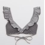Aerie NWOT Seersucker Ruffle Wrap Bikini Top & Black Bottom Medium Photo 4