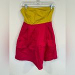 Maeve Anthropologie  Colorblock Strapless Dress Pink Orange Size 0 EUC Photo 1