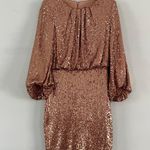 Vince Camuto NWT 3/4 Length Ballon Sleeve Gold Sequin Dress Photo 1