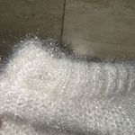 Soft Surroundings  White Silver Thread Cable Knit Long Sleeve Sweater‎ Size L Photo 5