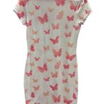 MRT 1030 White Butterfly Print Short Sleeve Tee Shirt Dress Womens Medium Photo 6