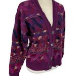 Tricots St. Raphael Vintage  Purple Multicolor Western Cardigan Sweater Cotton S Photo 5