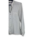 ZARA Polka Dot Satin Effect Blouse Button Down VNeck Collar Pockets S WhiteBlack Photo 9