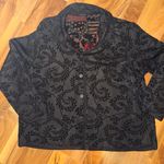 Coldwater Creek Cold water creek floral abstract reversible sweater jacket‎ red black medium LG Photo 5