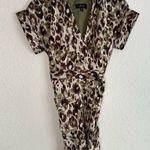 J.Crew Green Camo Wrap Shirt Dress Autumn Cheetah Mobwife Animal Print Y2K Photo 3