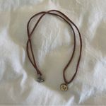 Fossil  Brown Suede Bracelet or Necklace Enamel Round M‎ Charm Rustic Boho Vibes Photo 1
