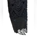 Guess  Faux Leather Moto Jacket Lace Sleeve Floral Print Size M Photo 7