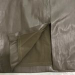 Olive Green Leather Midi Pencil Skirt Sz 8 Brown Photo 2