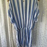 Hawaiian Tropic Stripe Faux Wrap Shoulder Cutouts Swim Cover Up Romper L Photo 4