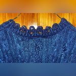 ZARA  Metallic Blue Wool blend Cable Knit Frayed Sleeveless Crop Top size s Photo 3