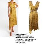 Santorelli VELIA Sleeveless Midi Dress in Dijon‎ Yellow Printed Satin SIZE 8 NWT Gold Photo 1