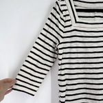 Talbots  Tamarind Stripe Square Neck Top Size Large Petite White & Black‎ Cotton Photo 5