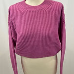 Elodie  Women's Size Medium Cropped Crewneck Pullover Sweater Bright‎ Orchid NWT Photo 0