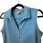 Lilly Pulitzer  Turqoiuse Sleeveless Pique Polo Top With Green Internal Trim L. Photo 2