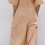 ZARA NEW  Utility Tan Jumpsuit Parachute short sleeve oversized XS Gabardine Photo 1
