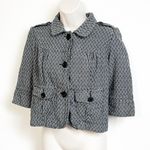 Roxy Cropped Herringbone Single Breasted Blazer Casual Jacket Gray black Medium Photo 1