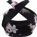 Boutique Atheltic Crop Top Cross Breast Floral Black Pink White Size M Photo 1
