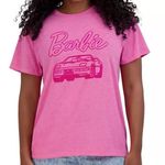 Mattel Barbie Graphic T Shirt Short Sleeve Car Velvet Print Tee pink Women’s XL Photo 0