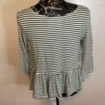 We The Free Green White Striped 3/4 Sleeve Baby Doll Size Small Photo 2