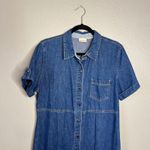 Bobbie Brooks Vintage Denim Maxi Dress Size L Snap Short Sleeve Roll Tab Midi Blue Size L Photo 2