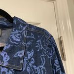 NWT Gunit Size L Cotton Painted Blue Paisley Button Front Denim Jacket Pockets Size L Photo 1