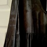 Primark V-neck, black floral satin effect long sleeve tiered Flowy mini dress S Photo 2