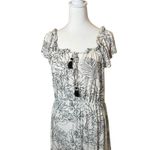 Soma White Black Tropical Leaf Print Dress Size XL Flutter Sleeve Vacation Beach Photo 1