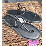 A New Day  Tiffany Women's 7 Black Leather Memory Foam Ankle Strappy Sandals Photo 3