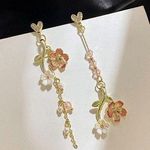 Elegant Flower Drop Dangle Earrings for Women Gold Photo 0