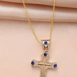 H.I.P. Cross Hop Pendant Blue Stones with Necklace fine Jewelry Men Women Photo 3