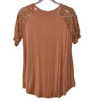 Zenana Outfitters Signature Light Brown Lightweight Lace Sleeves Top Large Photo 1