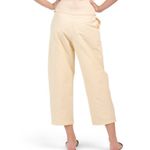 ZARA NEW Butter Yellow Preppy Lightweight Belted Barrel Wide Leg Pants XS Photo 2